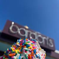 Ice Cream cone with sprinkles with Bardon's sign